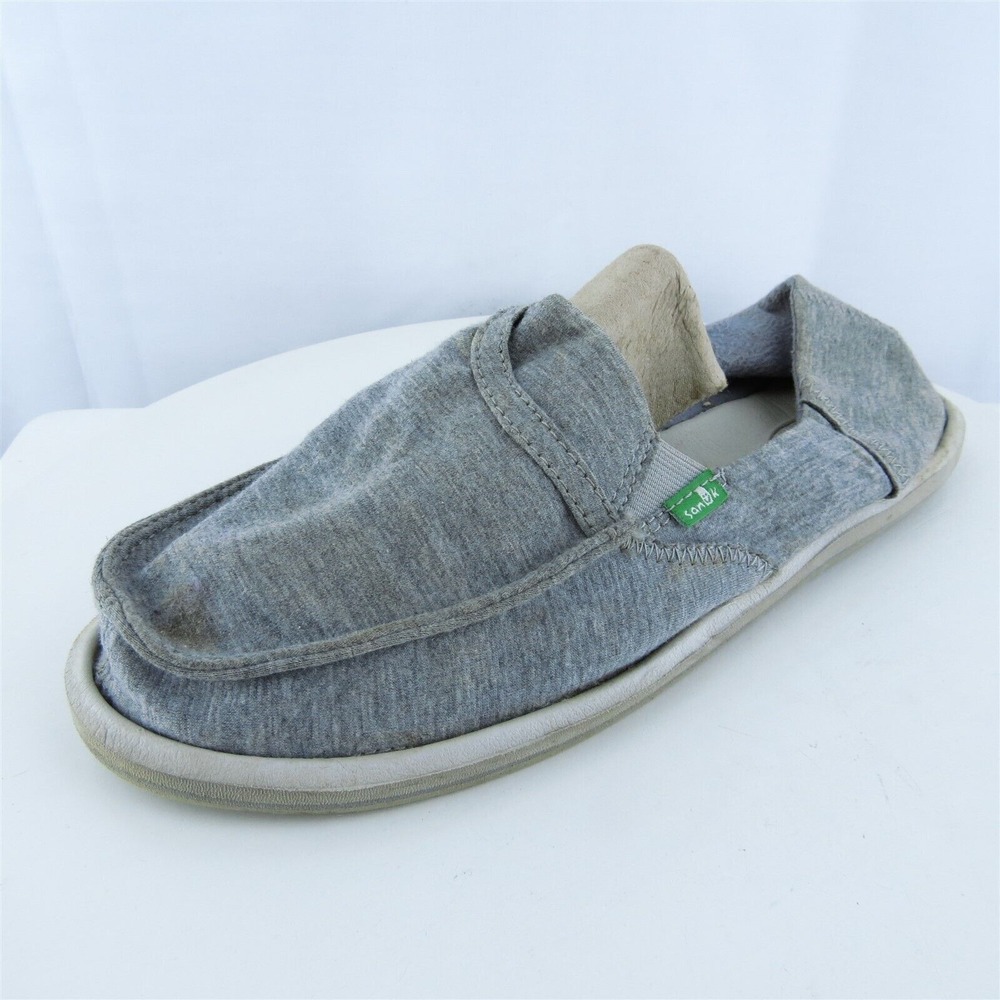 Sanuk Women Slip-On Shoes Gray Fabric Slip On Size 10 Medium